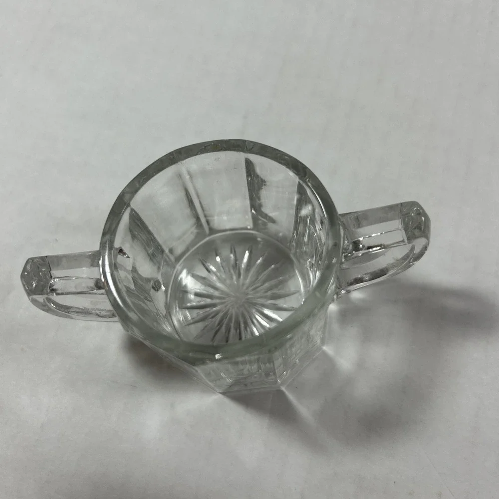 Indiana Glass Clear Open Mini‎ Sugar Bowl With Handles